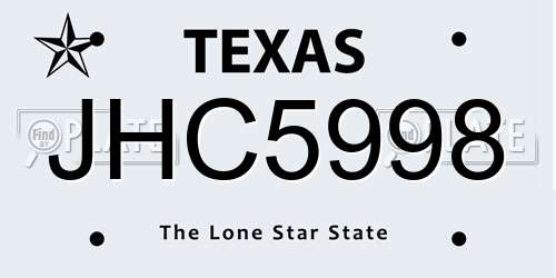 JHC5998 Texas License Plate