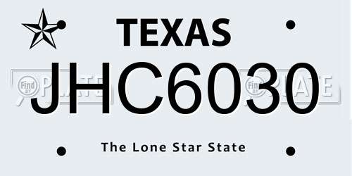 JHC6030 Texas License Plate