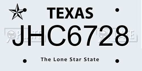 JHC6728 Texas License Plate