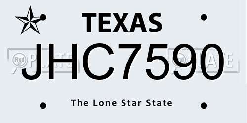 JHC7590 Texas License Plate