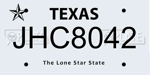 JHC8042 Texas License Plate