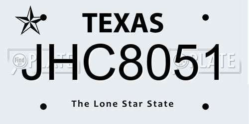 JHC8051 Texas License Plate