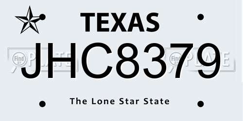 JHC8379 Texas License Plate