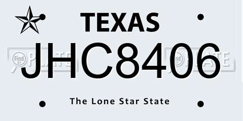 JHC8406 Texas License Plate