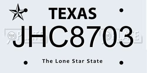 JHC8703 Texas License Plate