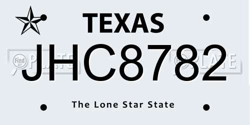 JHC8782 Texas License Plate