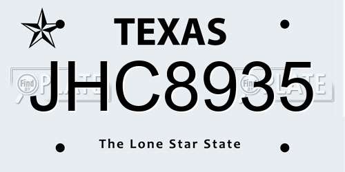 JHC8935 Texas License Plate