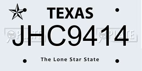 JHC9414 Texas License Plate