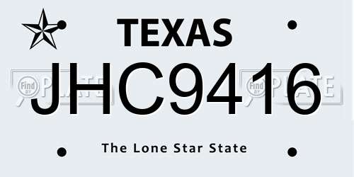 JHC9416 Texas License Plate