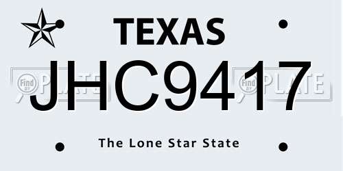 JHC9417 Texas License Plate