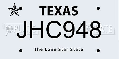 JHC948 Texas License Plate