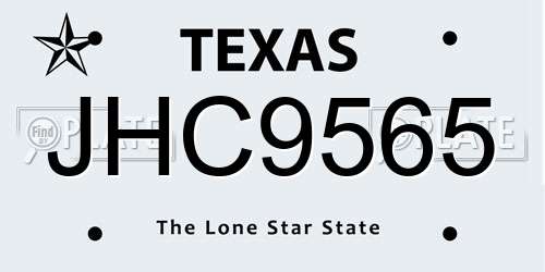 JHC9565 Texas License Plate