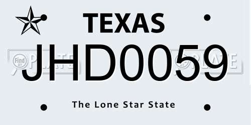 JHD0059 Texas License Plate