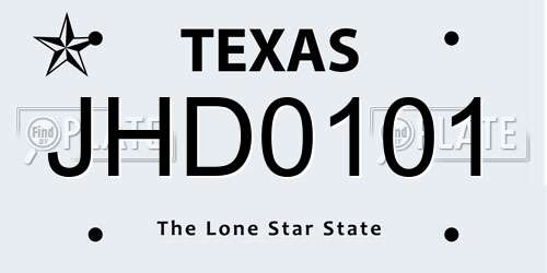 JHD0101 Texas License Plate