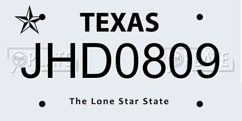 JHD0809 Texas License Plate