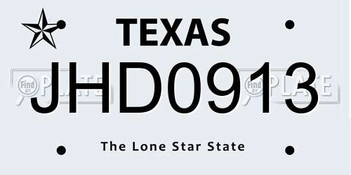 JHD0913 Texas License Plate
