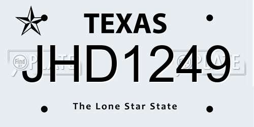 JHD1249 Texas License Plate