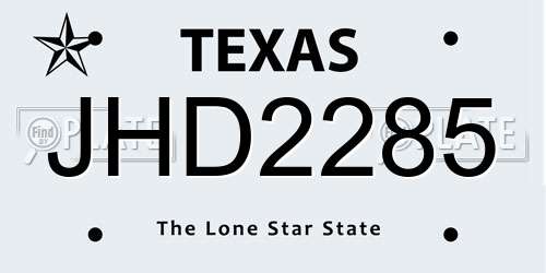 JHD2285 Texas License Plate