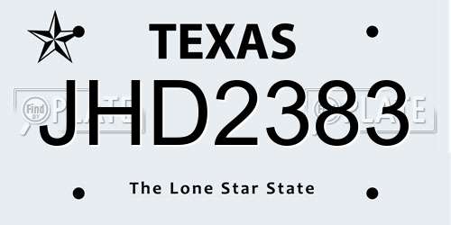 JHD2383 Texas License Plate
