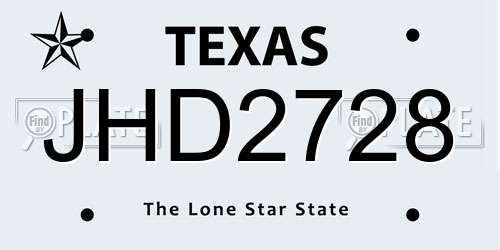 JHD2728 Texas License Plate