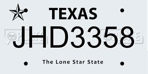 JHD3358 Texas License Plate