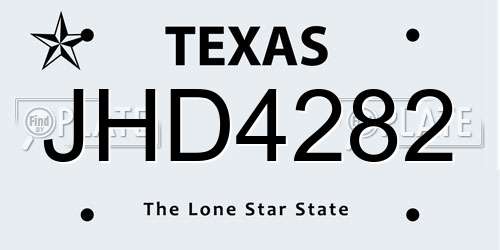 JHD4282 Texas License Plate