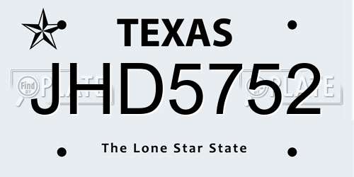 JHD5752 Texas License Plate