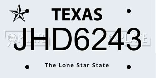 JHD6243 Texas License Plate