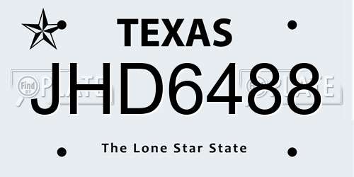 JHD6488 Texas License Plate