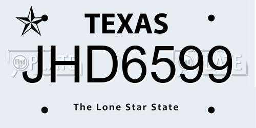 JHD6599 Texas License Plate