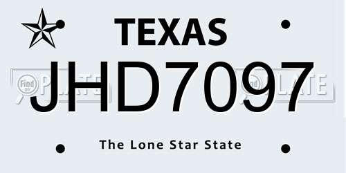 JHD7097 Texas License Plate