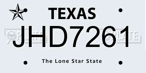 JHD7261 Texas License Plate