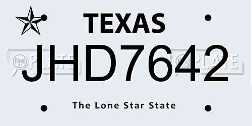 JHD7642 Texas License Plate