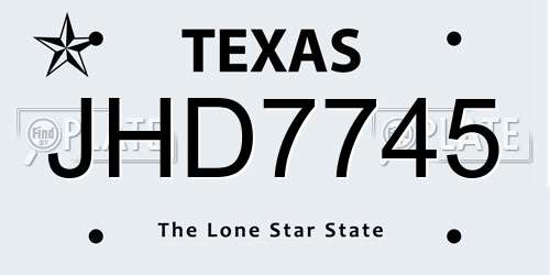 JHD7745 Texas License Plate
