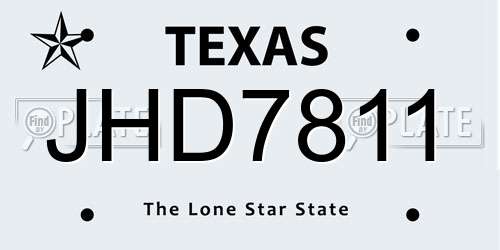 JHD7811 Texas License Plate