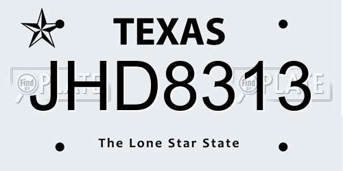 JHD8313 Texas License Plate