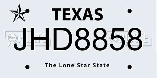 JHD8858 Texas License Plate