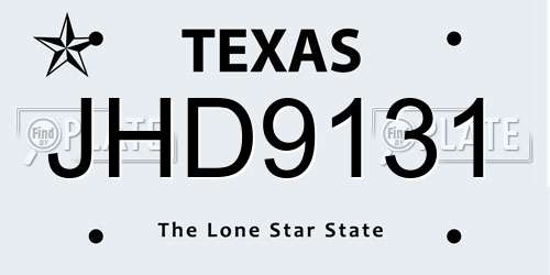 JHD9131 Texas License Plate