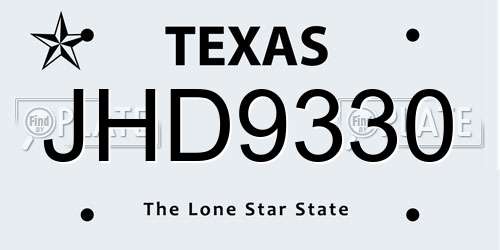 JHD9330 Texas License Plate