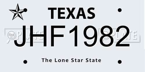 JHF1982 Texas License Plate