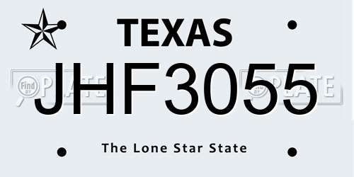 JHF3055 Texas License Plate