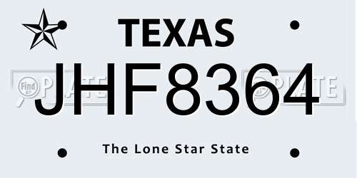 JHF8364 Texas License Plate