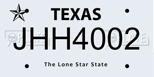 JHH4002 Texas License Plate
