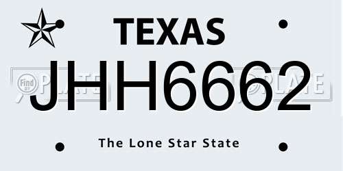 JHH6662 Texas License Plate