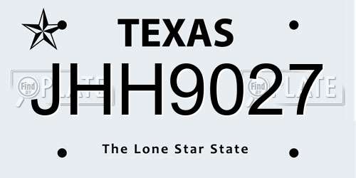 JHH9027 Texas License Plate