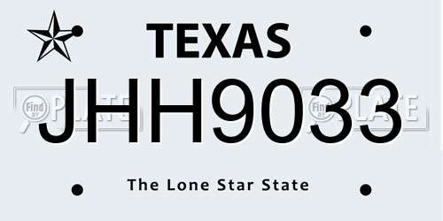 JHH9033 Texas License Plate