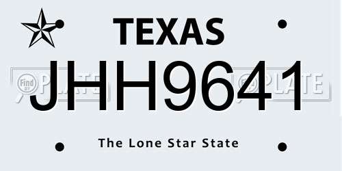 JHH9641 Texas License Plate