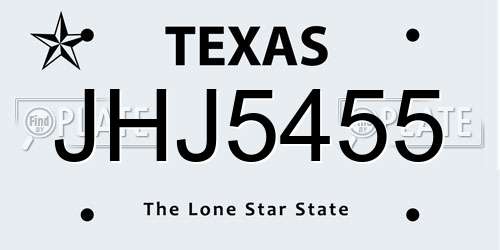 JHJ5455 Texas License Plate