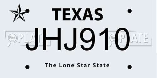 JHJ910 Texas License Plate