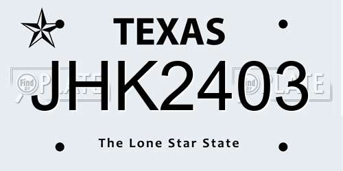 JHK2403 Texas License Plate